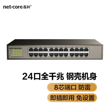 磊科（netcore）S24G 24口千兆交换机 网线分流器